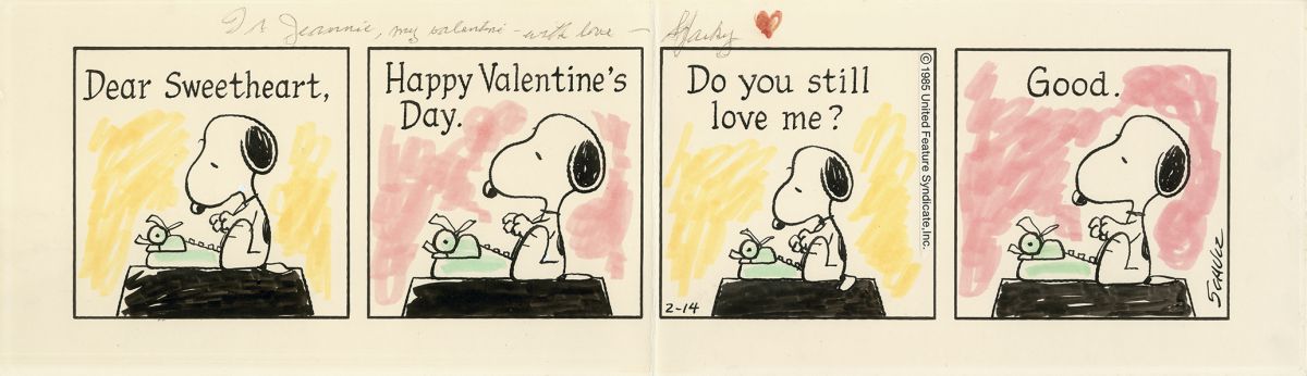 「ピーナッツ」原画　1985年2月14日　©Peanuts Worldwide LLC