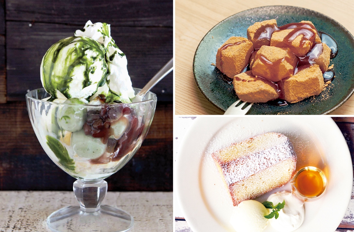 抹茶とココナッツのパフェ　900円など