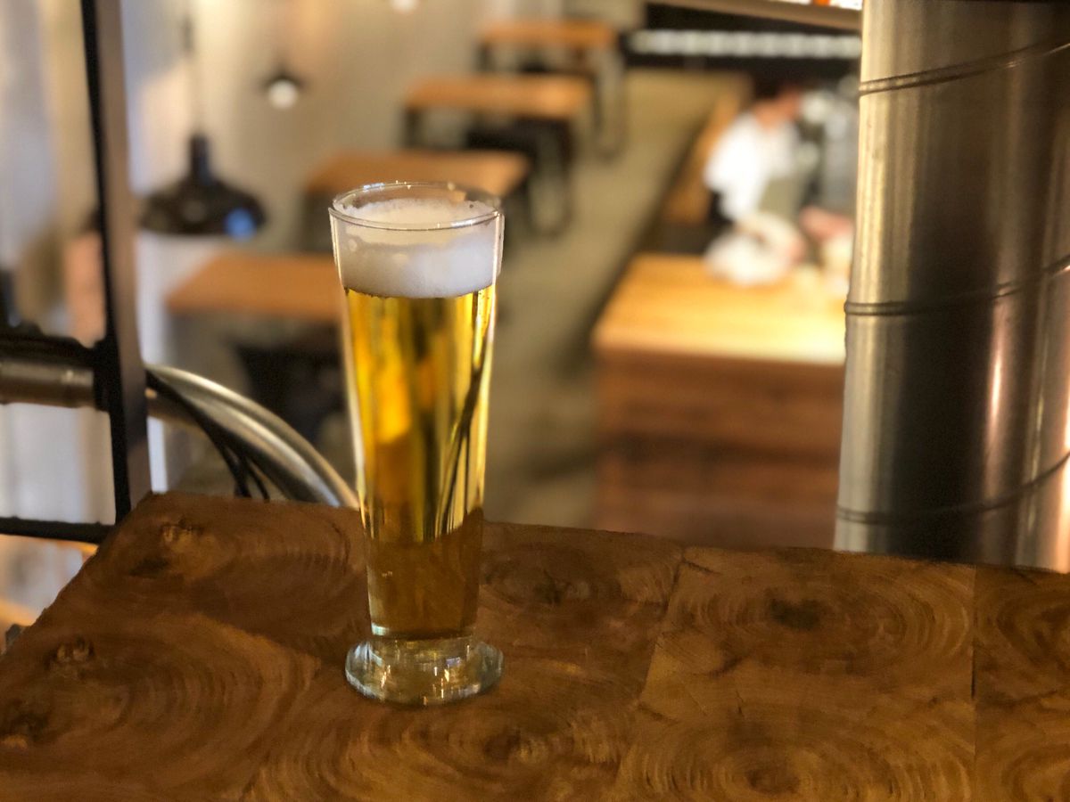 ハンドメイドビール（OKACHIMACHIエール）550円（税抜）