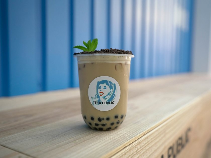 盆栽ミルクティー 単品　500円、タピオカトッピング　570円（いずれも税別）