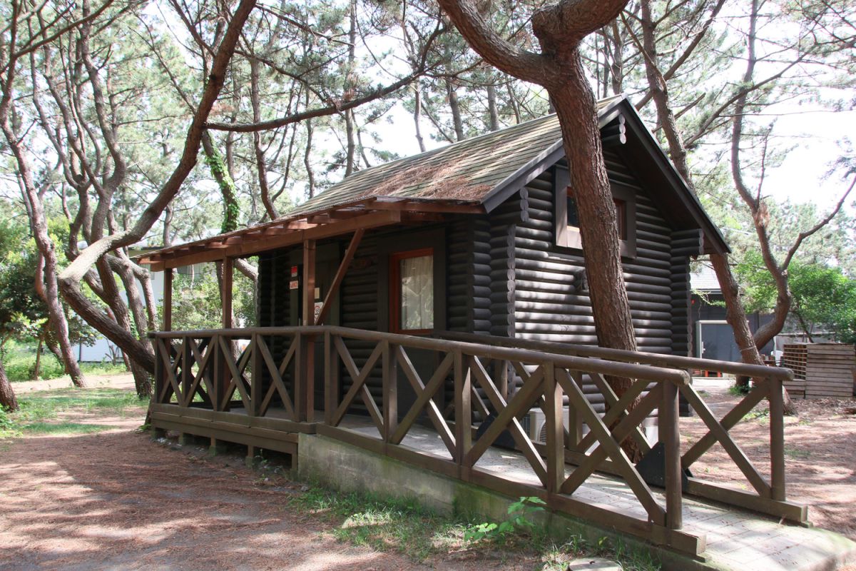 宿泊棟にはログキャビンもあります！