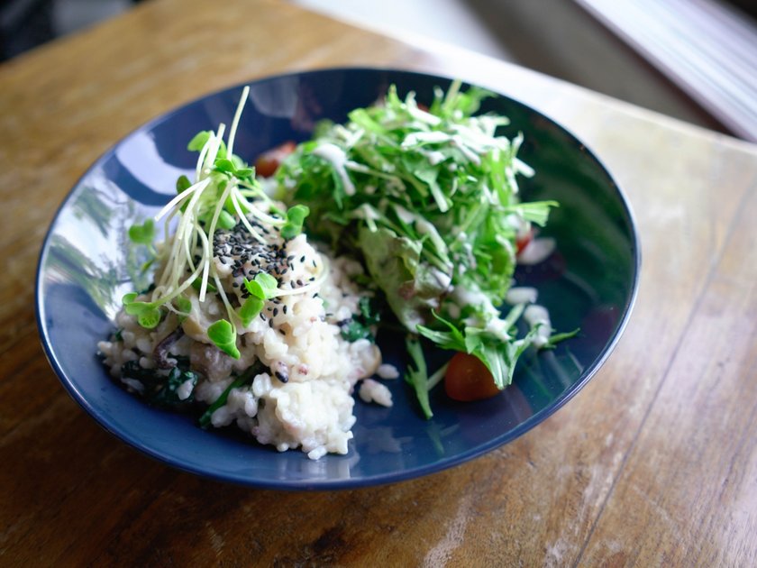 赤米とほうれん草の豆乳リゾット　830円（税別）