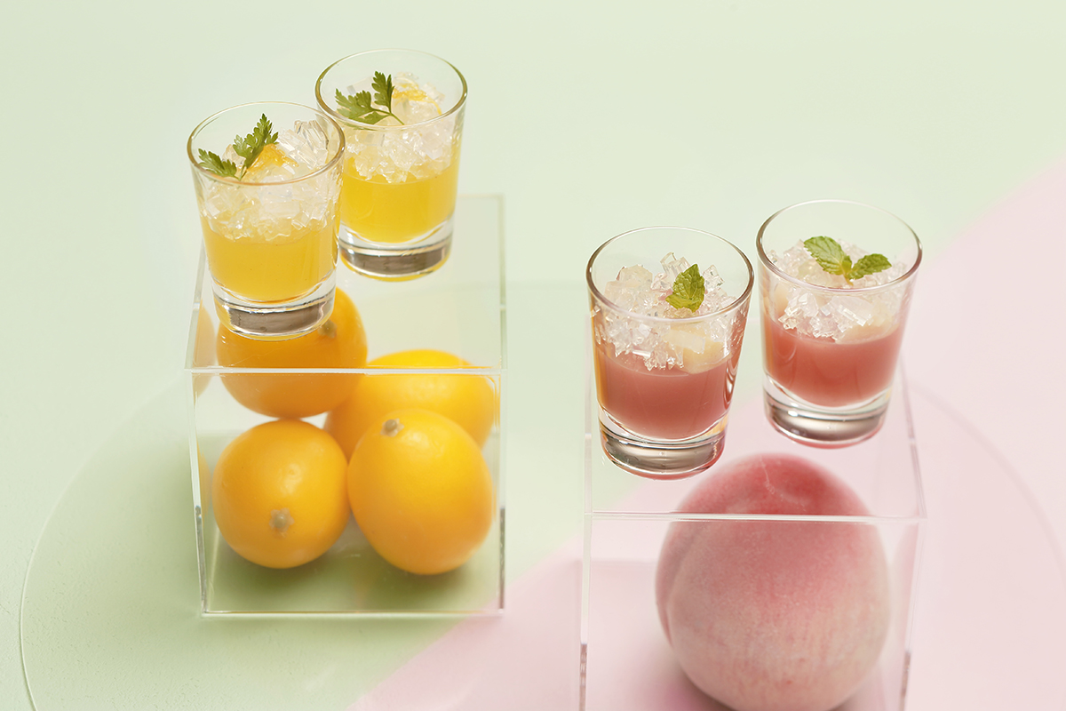 レモンと桂花陳酒のジュレVSももとスパークリングワインのジュレ