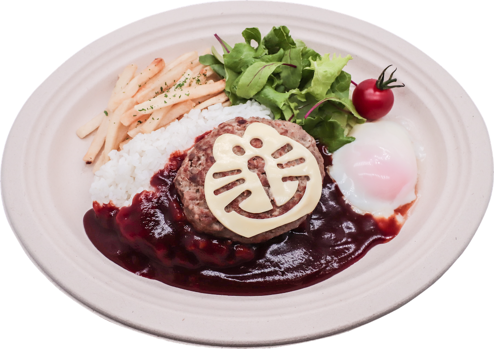 ドラえもんロコモコ丼（単品）1200円（税込）、ドリンクセット1400円（税込）©Fujiko-Pro 