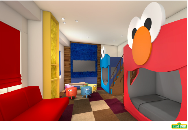 セサミストリート™・ビッグフェイス・ルーム　約27畳、2〜4名で利用可能