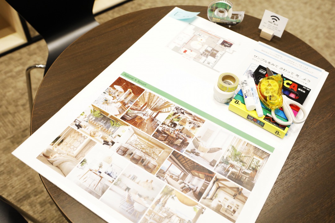 プロのインテリアデザイナーが使うような間取り図入りのパネル