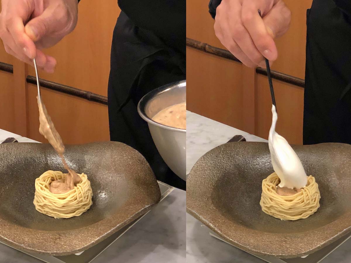 目の前で作られるモンブラン