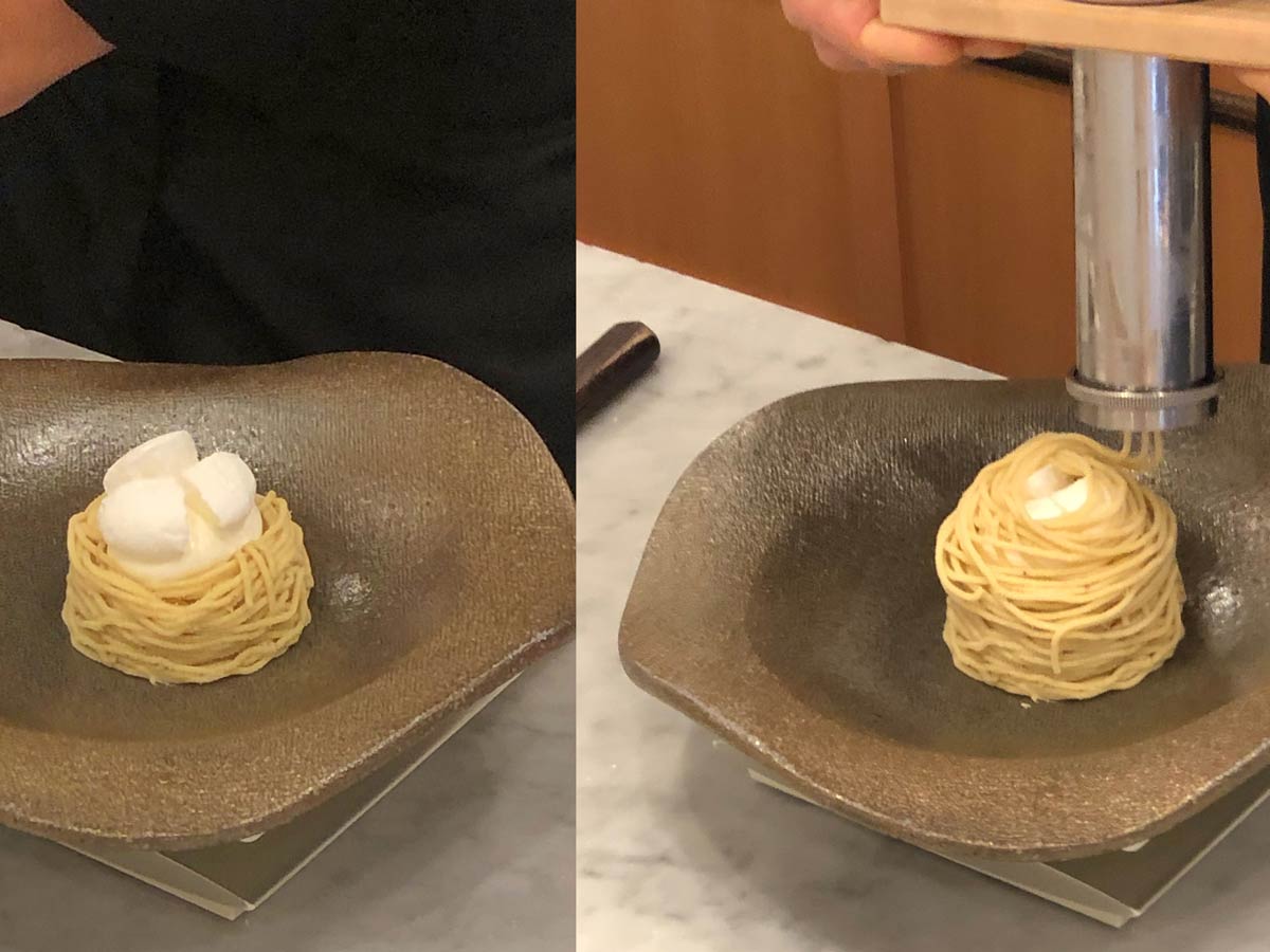 目の前で作られるモンブラン