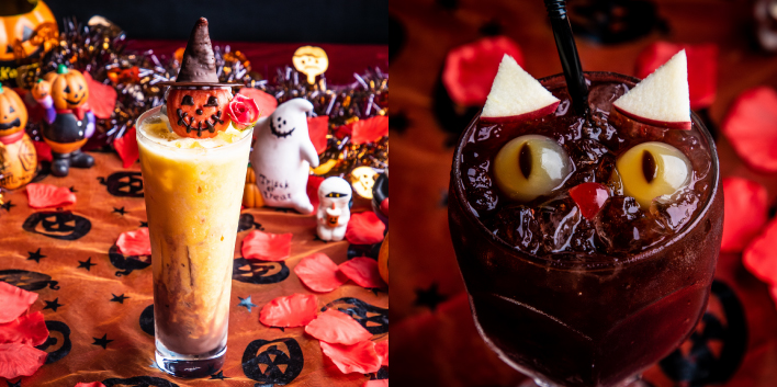 「マジカルパンプキンウィッチ」（アルコール）1080円（税抜）、「黒猫テール」（ノンアルコール）980円（税抜）