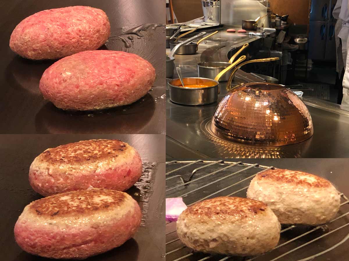 目の前で焼き上がるハンバーグ