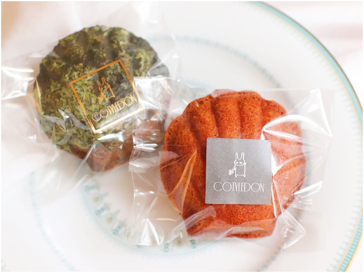 左から「マドレーヌ・オ・マッチャ」、「マドレーヌ・オ・ナチュール」