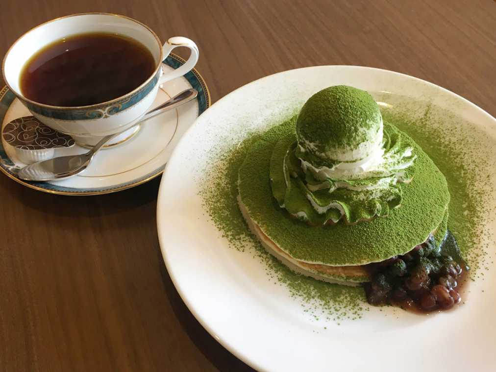 河越抹茶パンケーキ（川越店限定）600円（セット900円）
