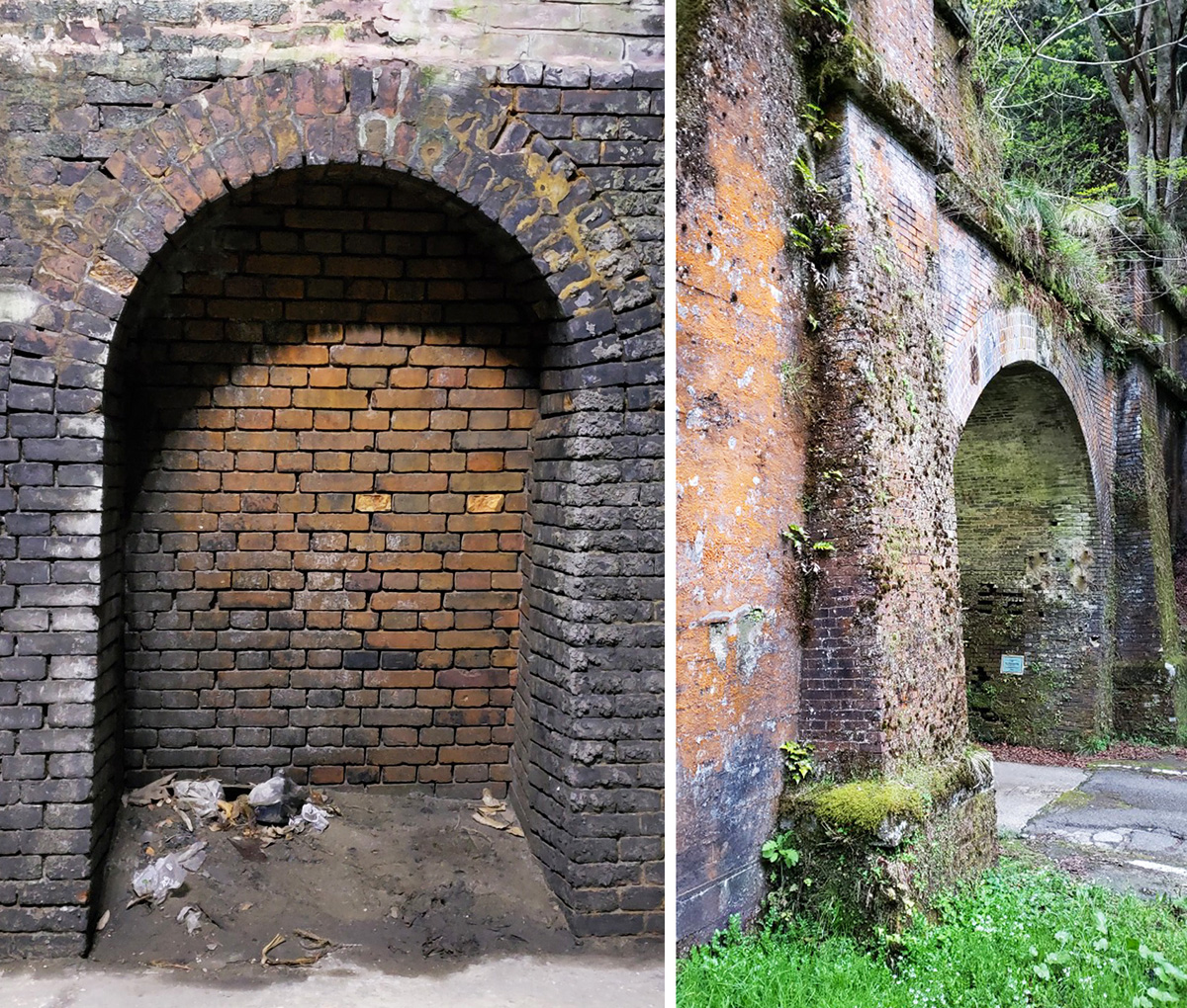 左：待避溝、右：山中トンネル横