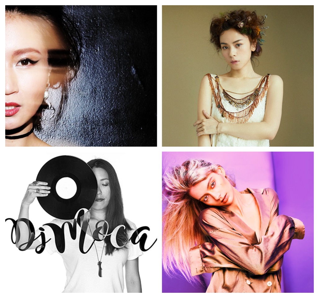 左上から時計回りでDJQP、Azumi(Wyolica)、MOCA(ROSADO)、RHYME