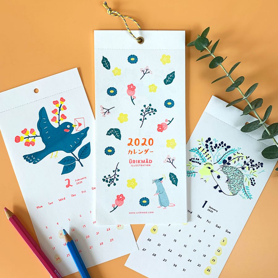 壁掛けカレンダー2020年 癒しのいきものカレンダー 1500円（税込）