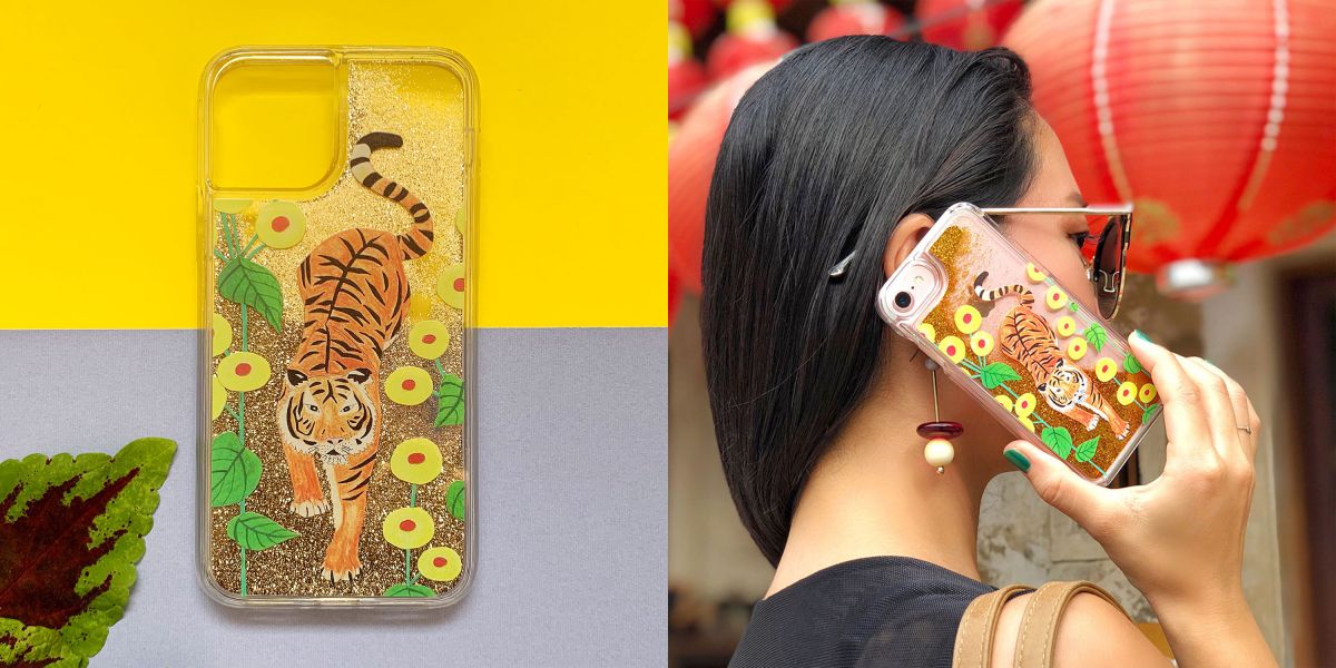 虎ちゃんiPhoneグリッターケース 3200円（税込）