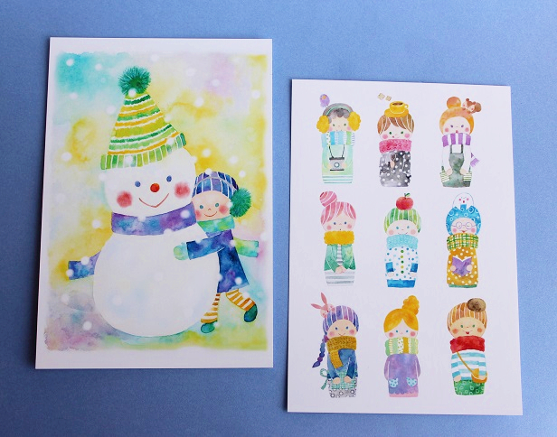 冬の子どものポストカード2枚セット 300円（税込）