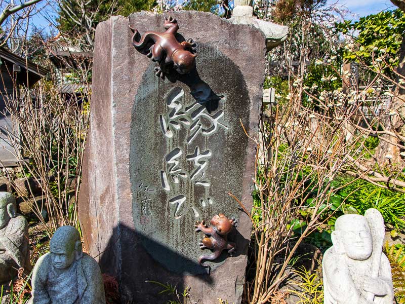 籔内氏のアート作品「やもりんやもらん」。ヤモリは“家守”と書き、魔よけになるそう