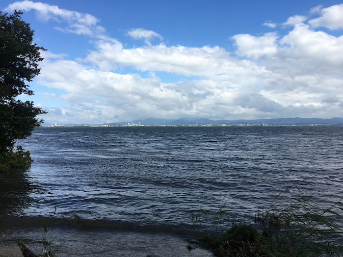 明智光秀の居城「坂本城」跡から見た琵琶湖
