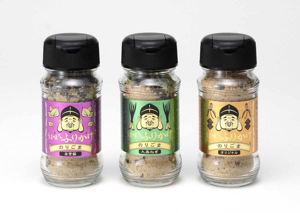 うま味さんふりかけ　全3種（画像左から のりごま赤紫蘇・のりごま九条ネギ・のりごまオリジナル）各 730円