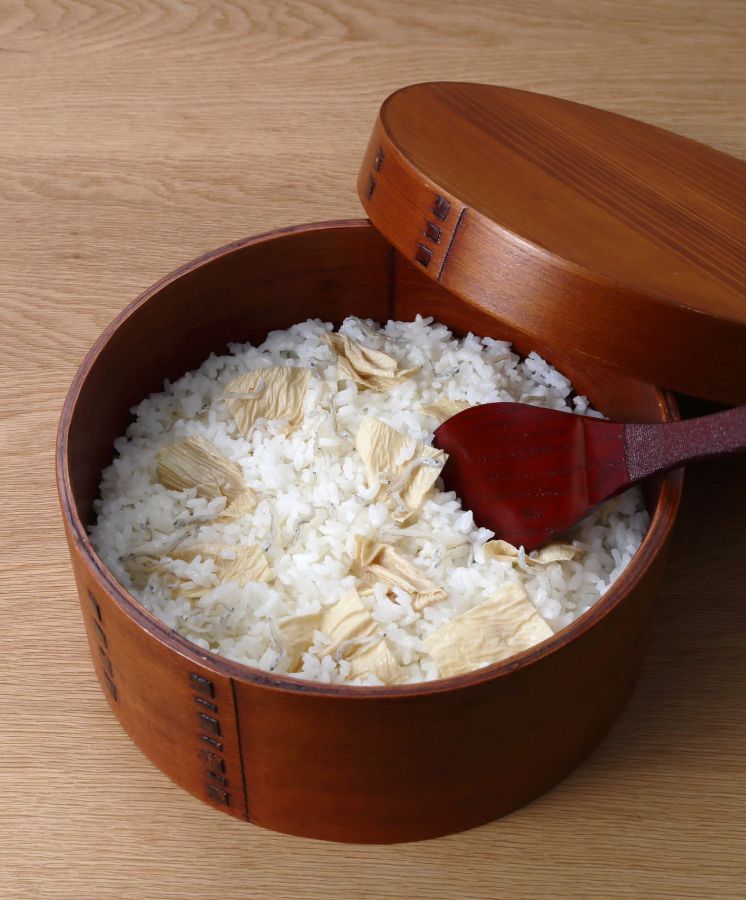 うま味さん混ぜご飯　110g　630円、うま味さん混ぜご飯セット　110g、米2合　1200 　全3種（湯葉ちりめん・筍山椒・柚子舞茸）