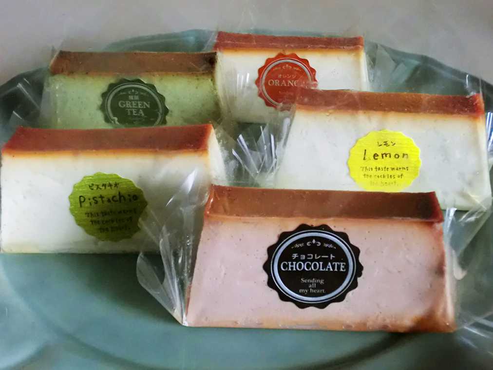（左上から時計回り）ジャポーネ（抹茶）、アランチャ（オレンジ）、リモーネ（レモン）、ボネ（チョコレート）、シチリアピスタチオ