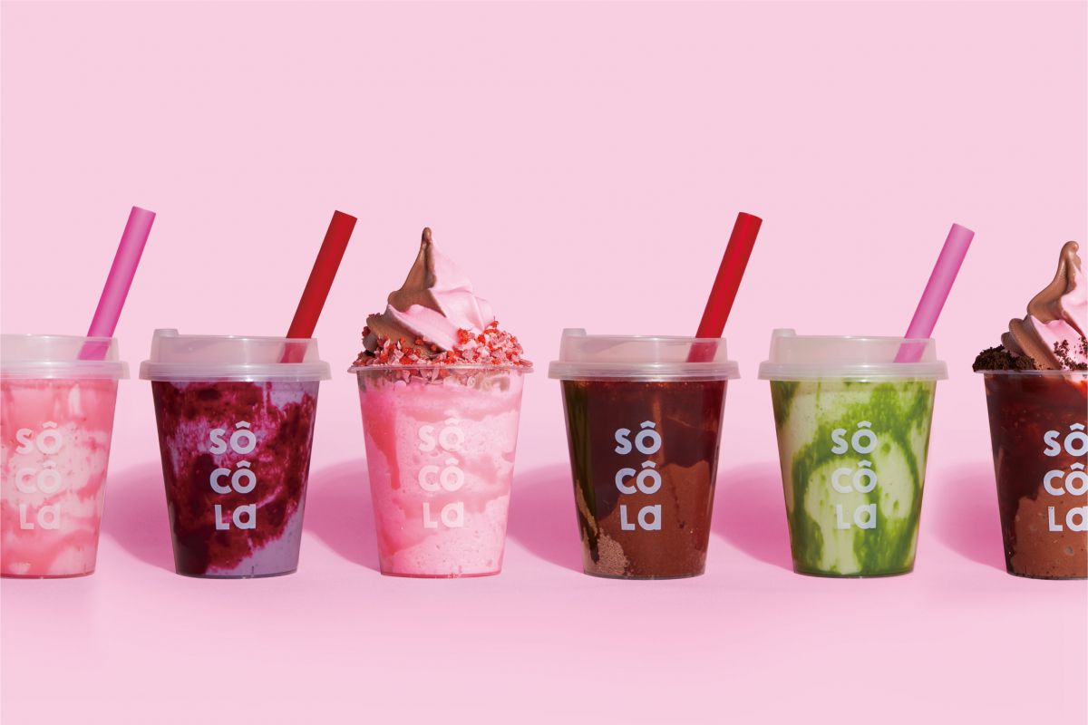 ソコラスムージ 500円、ルビーソコラスムージー 550円 、宇治抹茶ソコラスムージー 550円、ベリーソコラスムージー 550円など