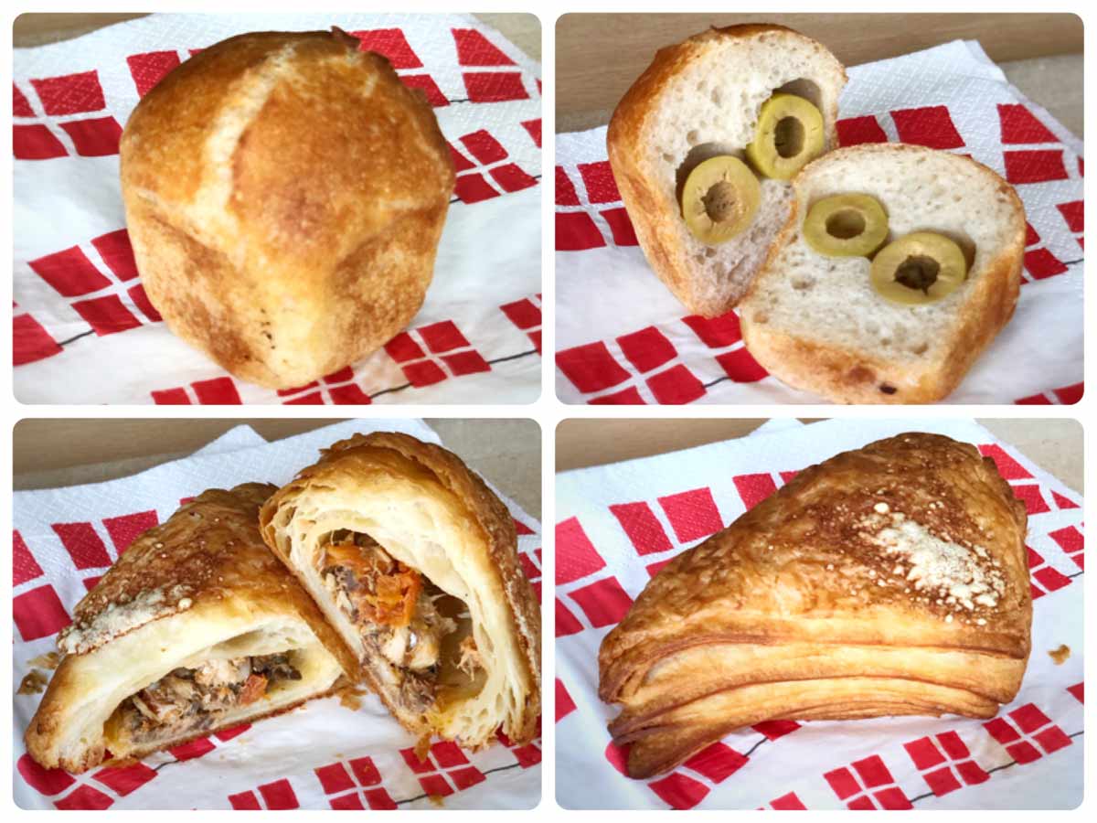 「オリーブパン」（写真上）と「サバクロ」（写真下）