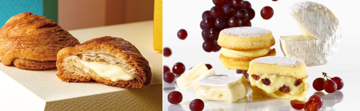 左）MEISTER Cheese「マイスターチーズパイ（3個入）」864円 右）neko chef「ネコシェフバーガー（カマンベール×レーズン、他2種・3個入）」1296円