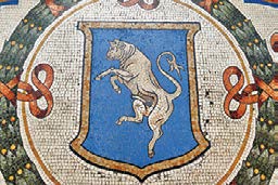 雄牛が描かれたトリノの紋章のモザイク画