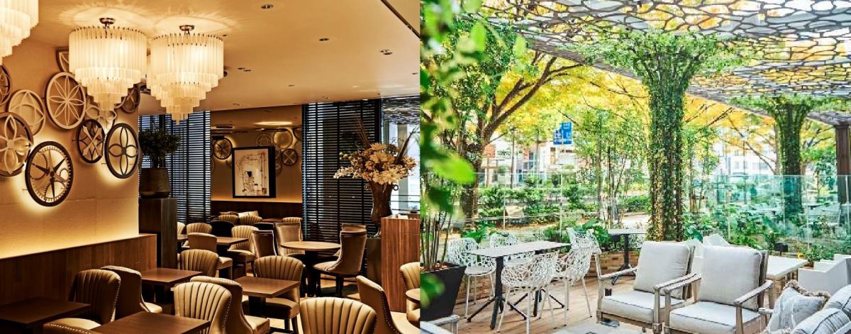 店内とテラス席