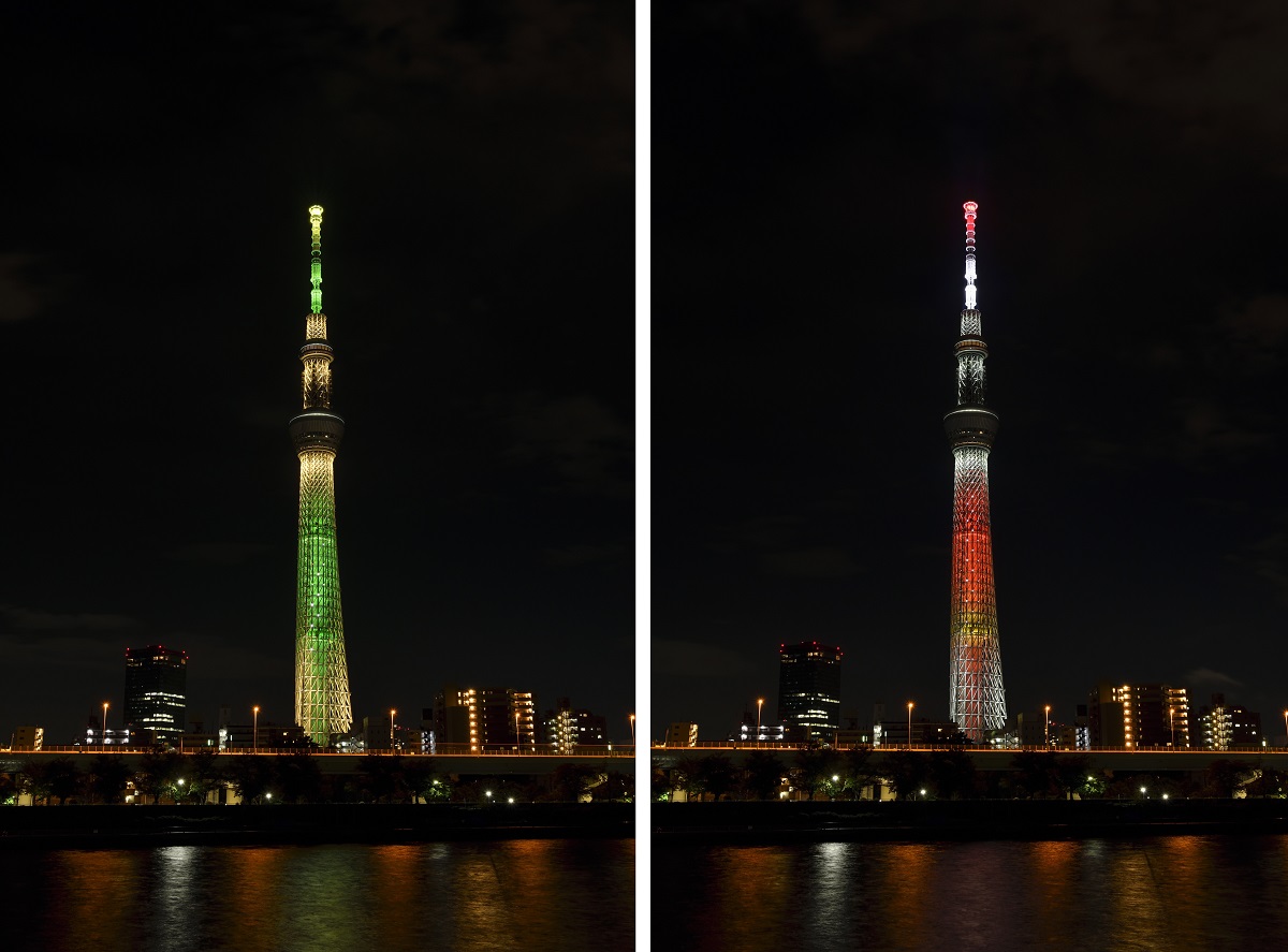 (左)シャンパンツリー　(右)キャンドルツリー　(C)TOKYO-SKYTREE