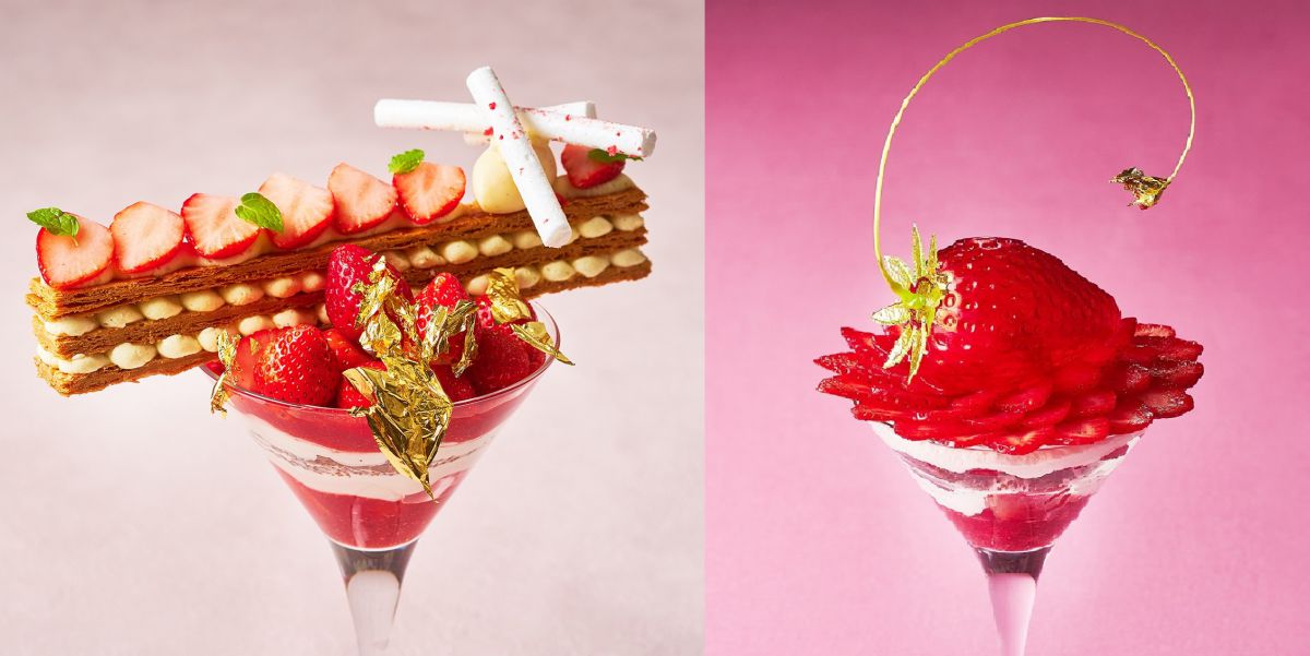 いちご飴のパフェと大人のストロベリーミルフィーユパフェが登場