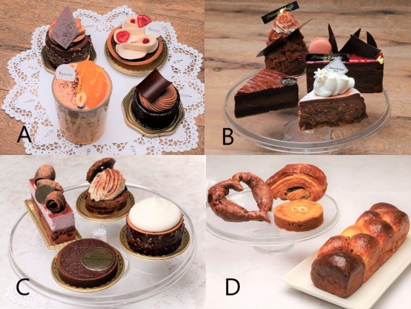日本橋三越本店限定　[オンラインストア購入・店頭受取り　各日30セット限り] 〈CACAO HUNTERS×Chefs〉シンクロナイズドスイーツセット A～D　各3240円（各4個入）A〈リョウラ〉　B〈パティスリーカメリア銀座〉　C〈アヴランシュゲネー〉D〈ブリコラージュ ブレッド アンド カンパニー〉