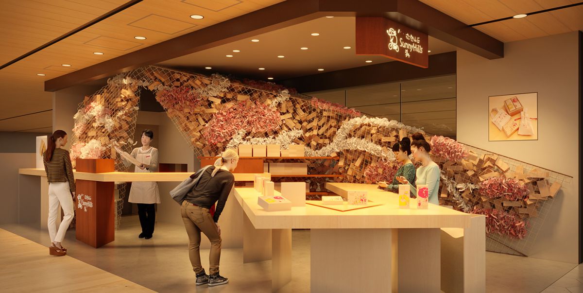 隈研吾建築都市設計事務所出身であり、現SunnyHills Japan株式会社ゼネラルマネージャーの「堂園有的」率いる設計事務所、SANDによる店舗設計