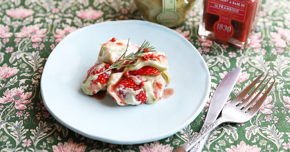 「苺とピスタチオのフルーツサラダ」の調理イメージ