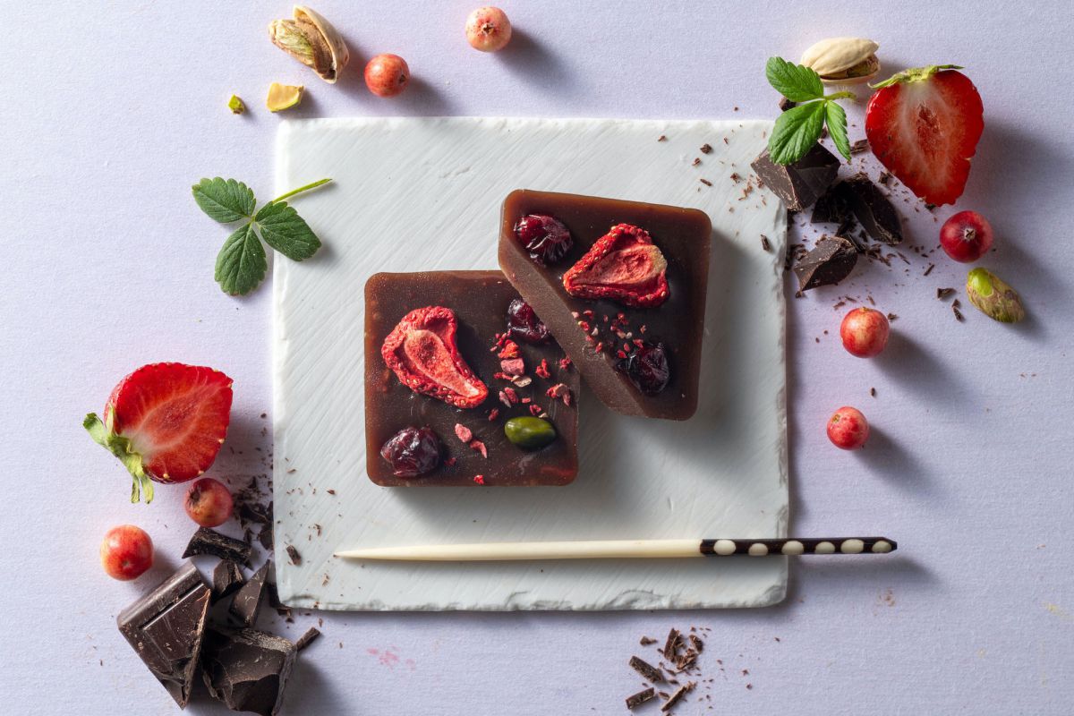 しょこら（苺、クランベリー、ピスタチオ×チョコレート羊羹）