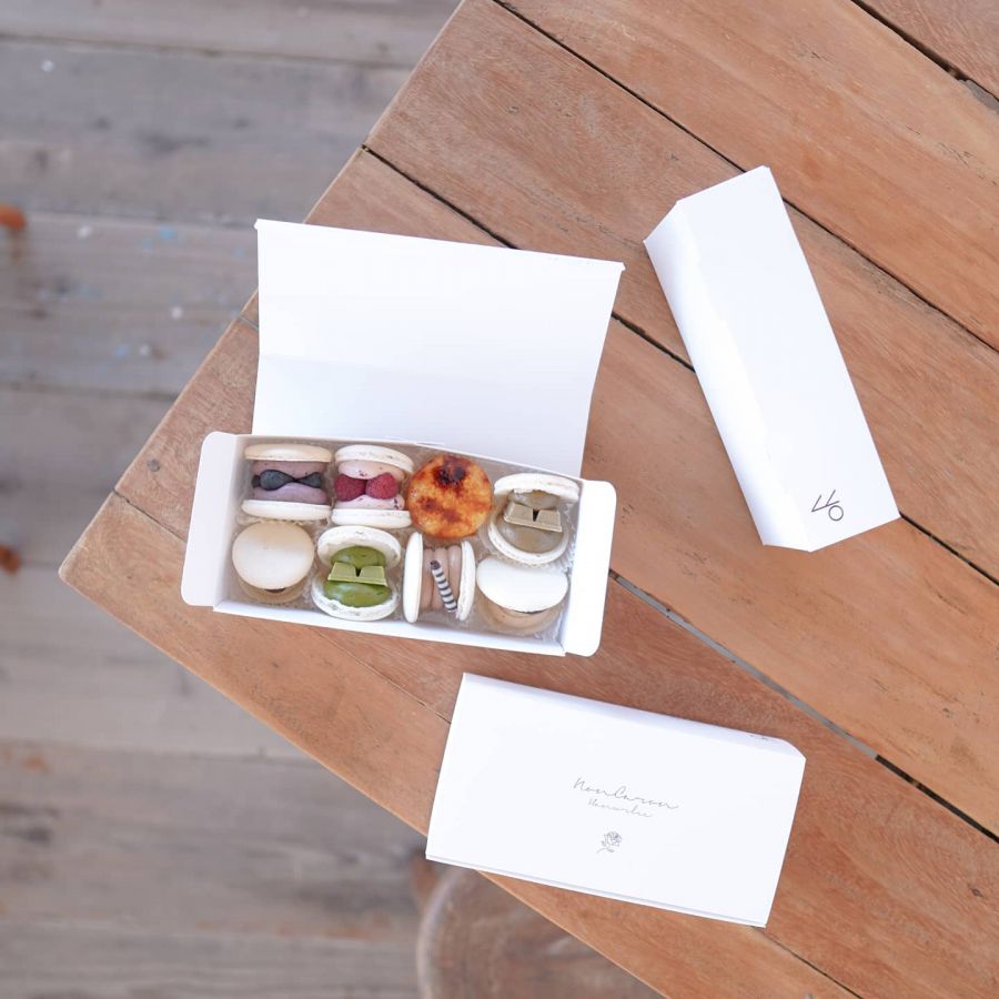 お持ち帰り8個セット 3590円（内容：抹茶 ヌテラ ほうじ茶 キャラメル モンブラン ラズベリー ブルーベリー ブリュレ）