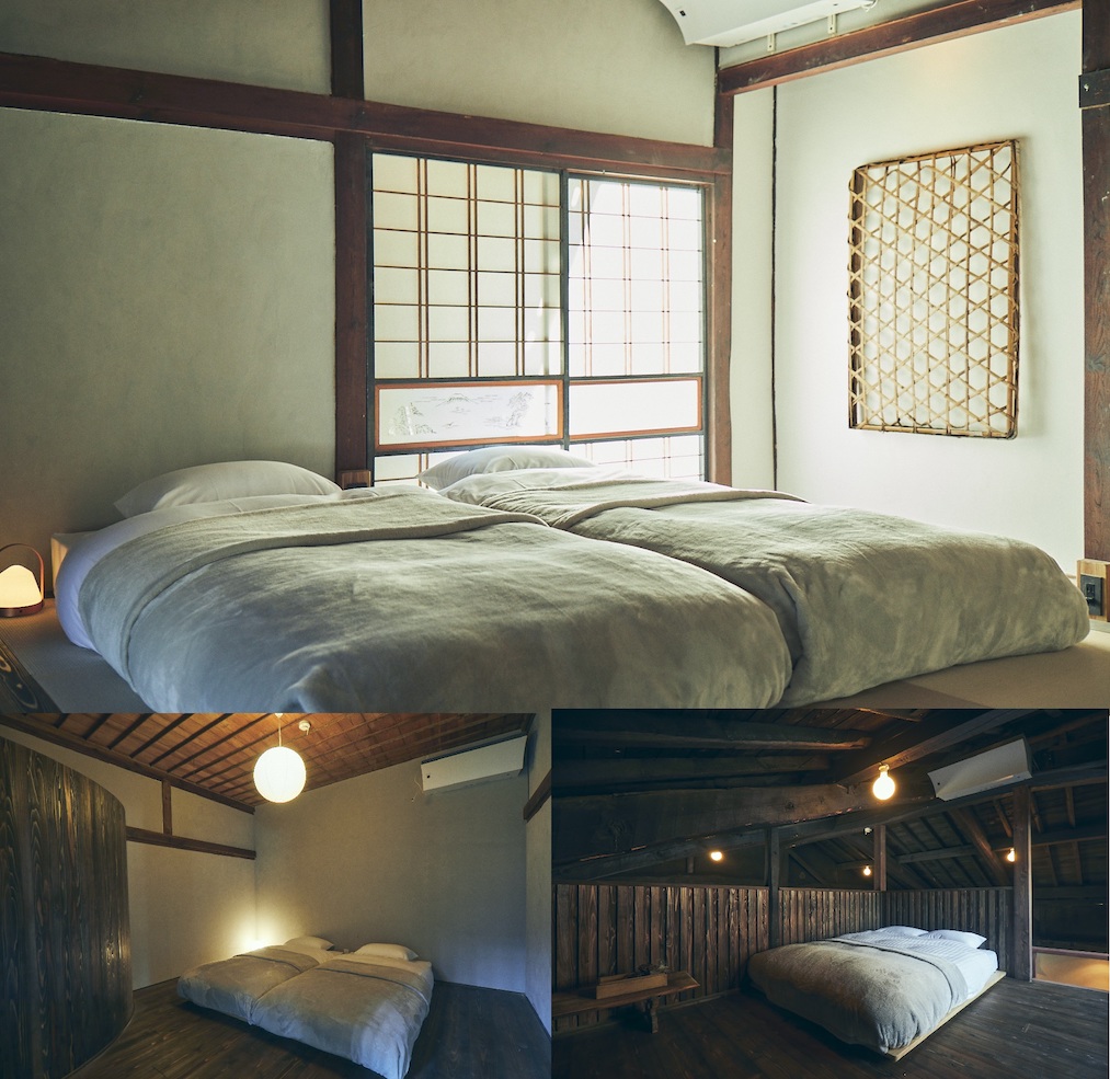 （上）ツインルームA　（左下）ツインルームB　（右下）ツインルームCロフト