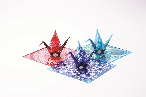 「オリエステルおりがみ(R)江戸切子模様　華硝」各980円（5柄各2枚入）