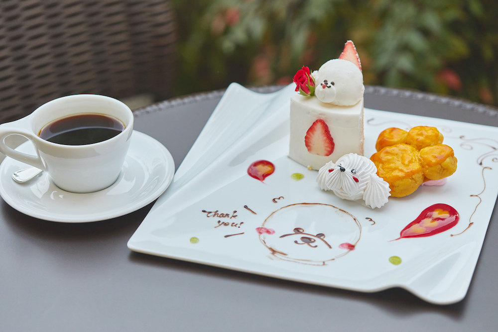 苺のショートケーキ540円　肉球スイートポテト370円 わんこメレンゲ200円 ブレンド450円 