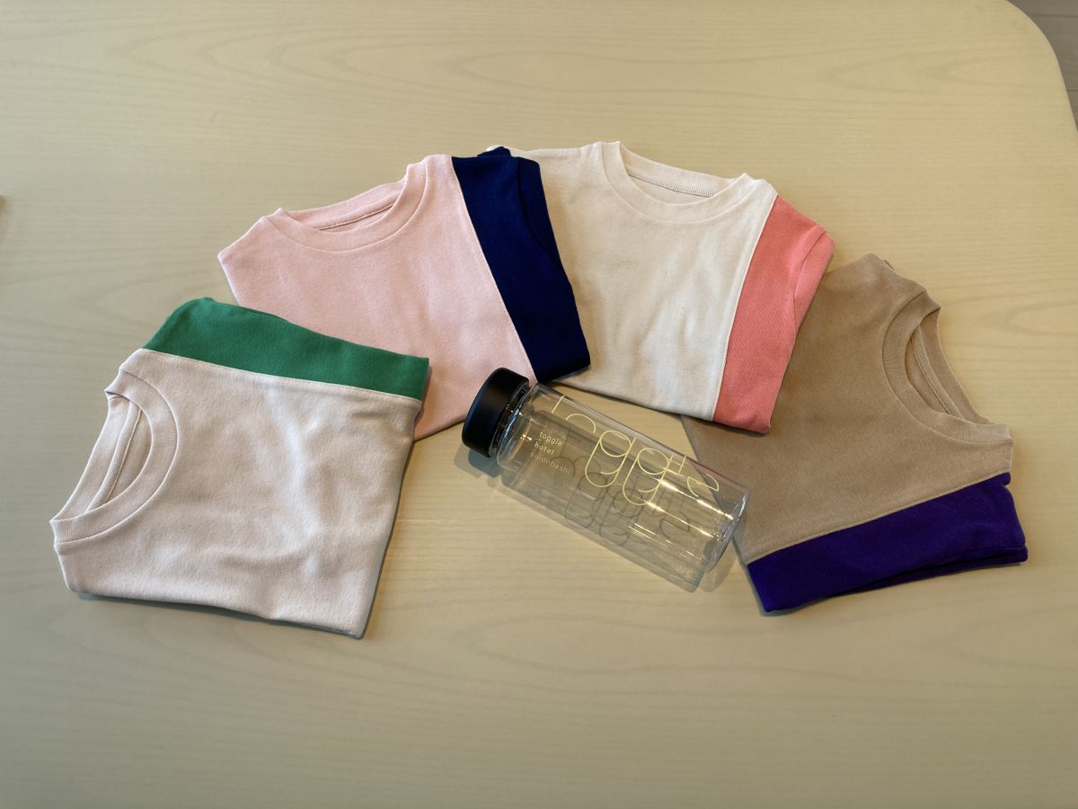 「Tシャツ」 子ども用大人用ともに2000円、マイボトル 700円（すべて税込）