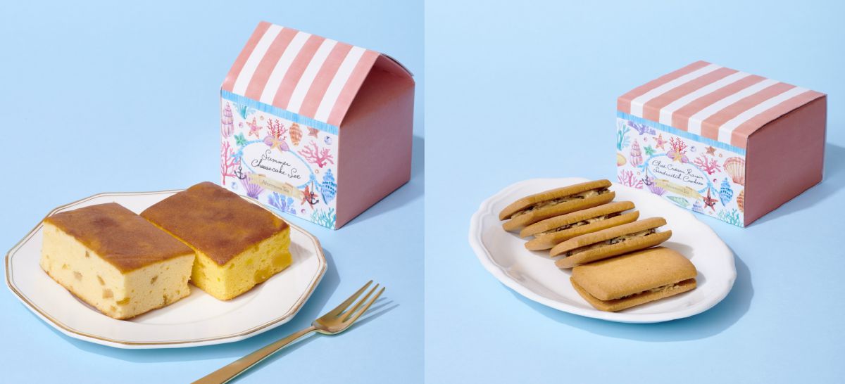 「夏のチーズケーキセット」（左）600円、「チャイクリームレーズンサンド」（右）880円