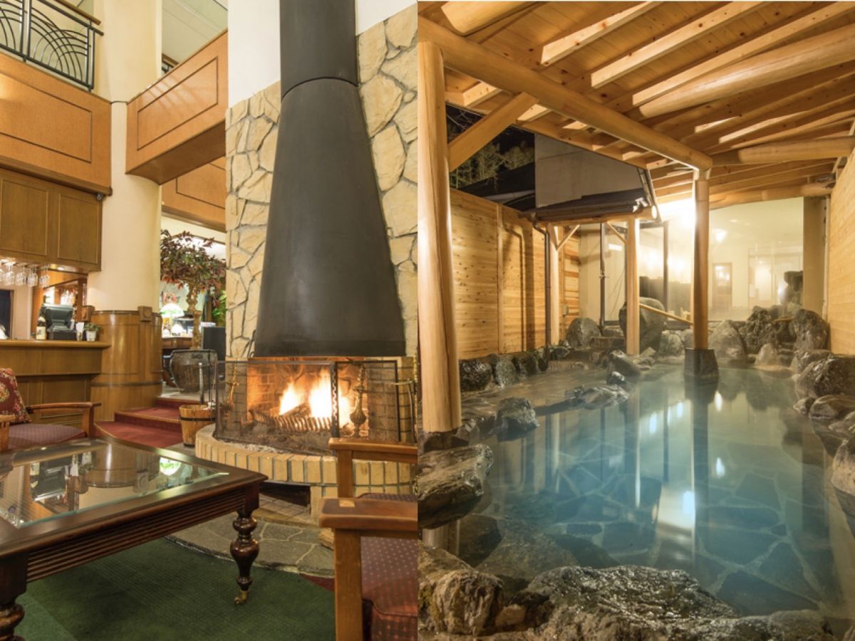 左より「白馬樅の木ホテル・ラウンジ」、「庄兵衡の湯」