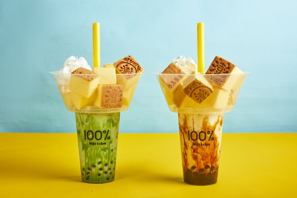 モッチャム宇治抹茶ミルク × ポンポン モッチャム黒糖ミルク × ポンポン各860円 