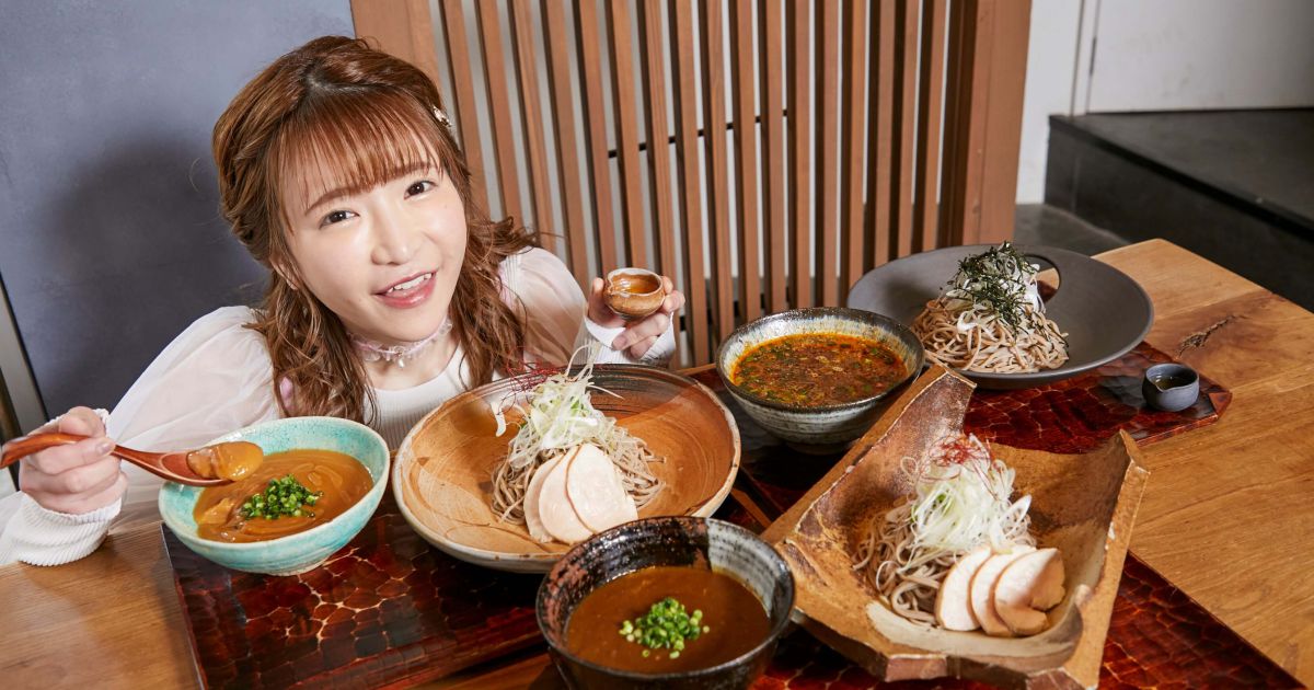 「伊勢海老蕎麦 清正」伊勢海老ポタージュのつけ蕎麦に特製伊勢海老オイルをかけて!【大食いアイドルもえのあずきの絶品グルメ47】