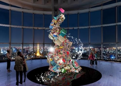 エントランス展示イメージ（夜）　　© 2021 SANRIO CO., LTD. APPROVAL NO. SP610376