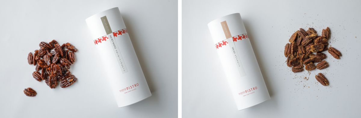 左）スモーキーメープルナッツ（180g）　右）スパイスナッツ（180g） 各1944円