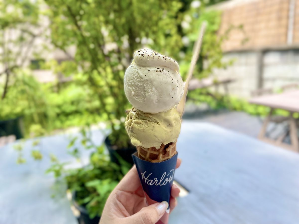 2scoops上「塩＆クリームチーズ」、下「ピスタチオ＆クルミ」830円