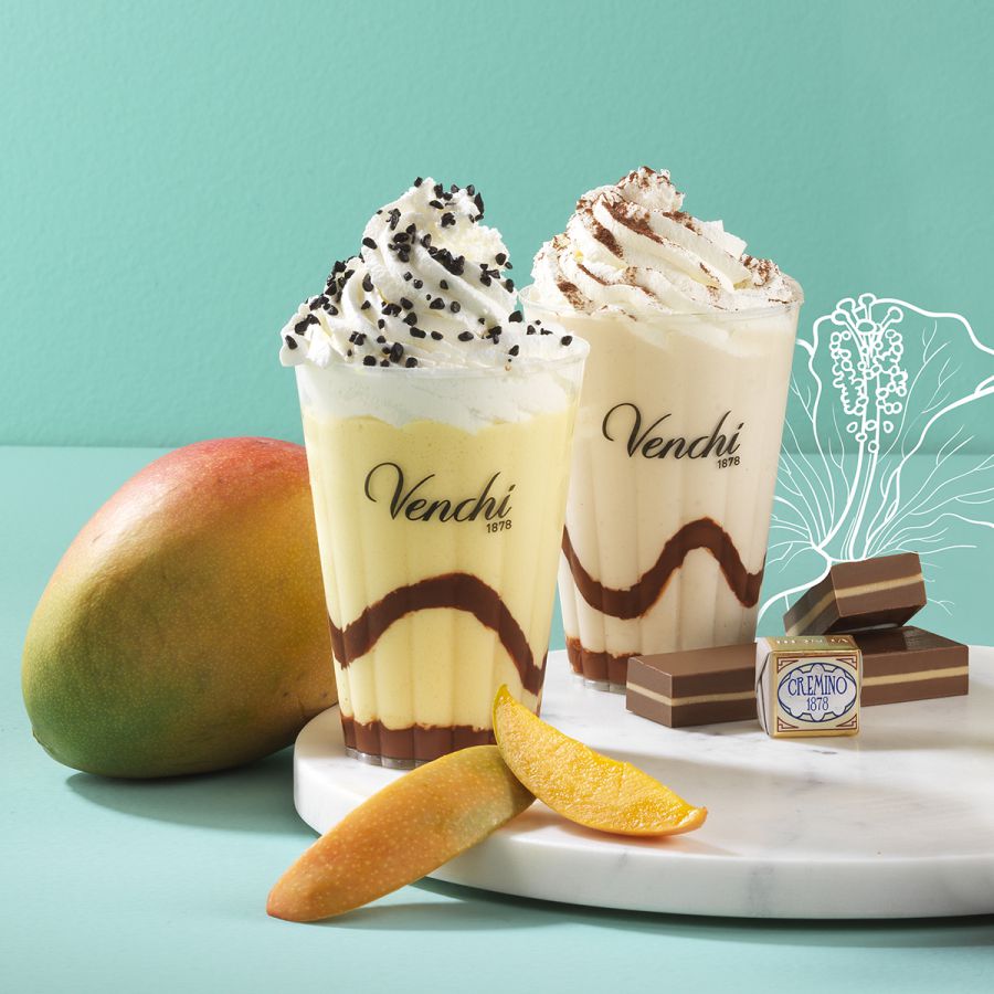 （左）「マンゴーストラッチャテーラ」テイクアウト756円、イートイン770円 （右）「クレミノ」テイクアウト756円、イートイン770円